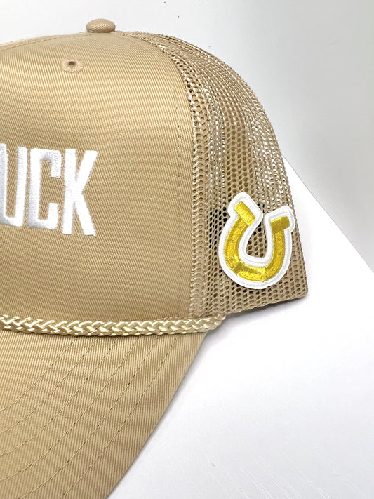 ‘GOOD LUCK’ CANVAS TRUCKER HAT
